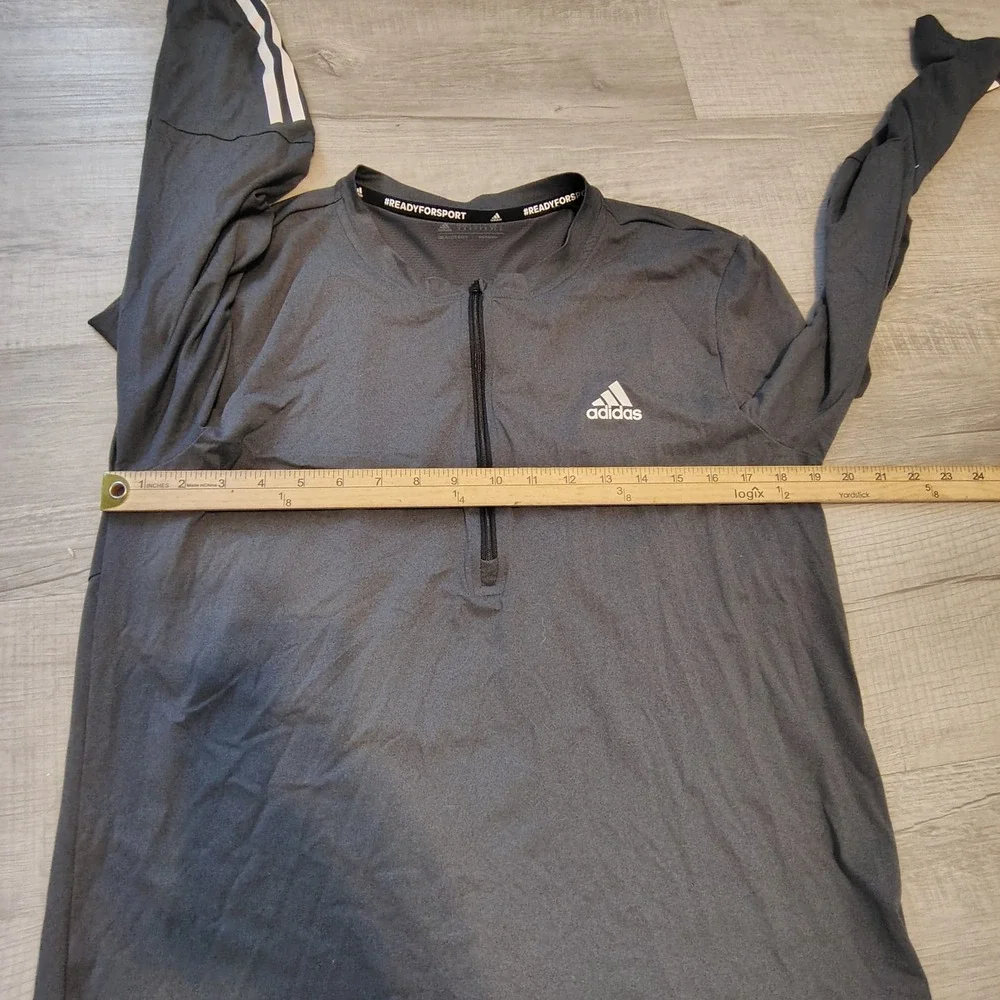 Adidas Aeroready Mens Medium Gray Quarter Zip Long Sleeve Training Top Pullover